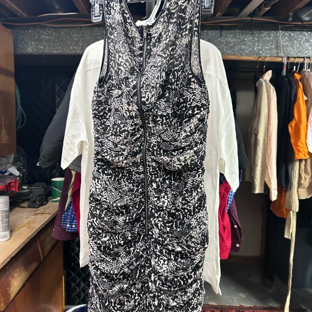 Chic Black and White Patterned Dress
